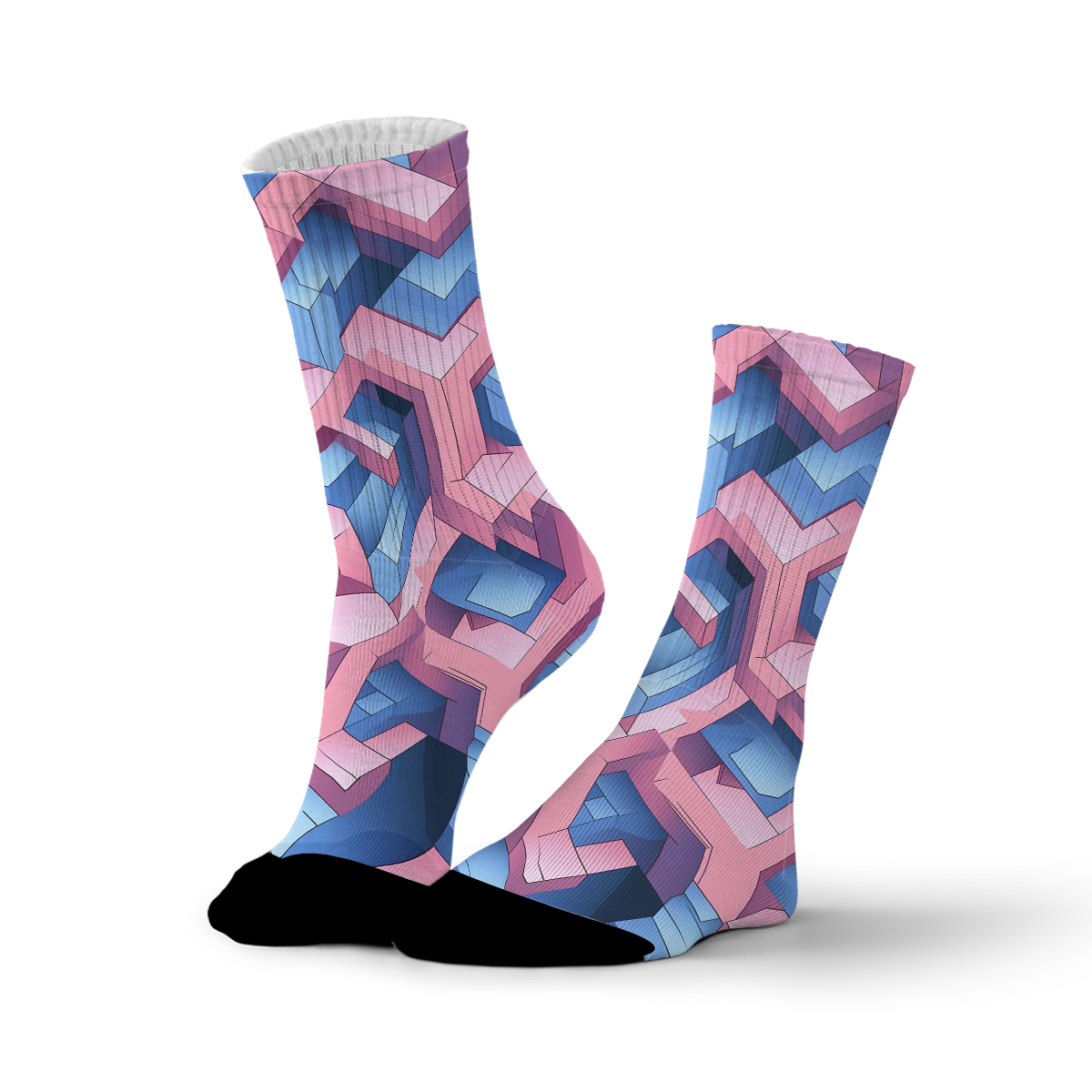3D Geometric Cube Unisex Tube Designer Socks C082