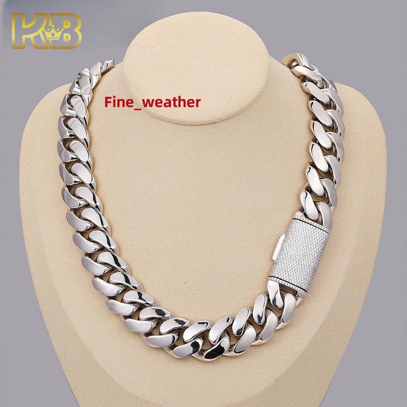 20mm VVS Moissanite Cuban Chain Necklace Iced Out Sterling Silver Hip Hop Jewelry with Box Clasp | Dropshipping Available