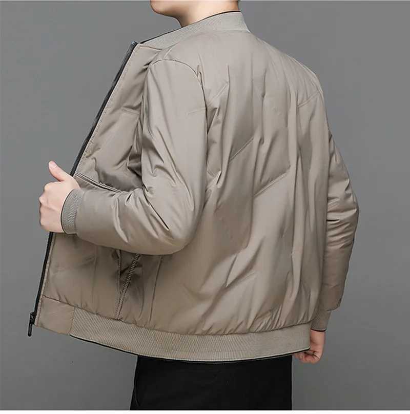New Mens Fashionable Versatile Down Coat Korean Version Winter Casual Thick and Warm 80 White Duck Down Baseball Collar Jacket W250722