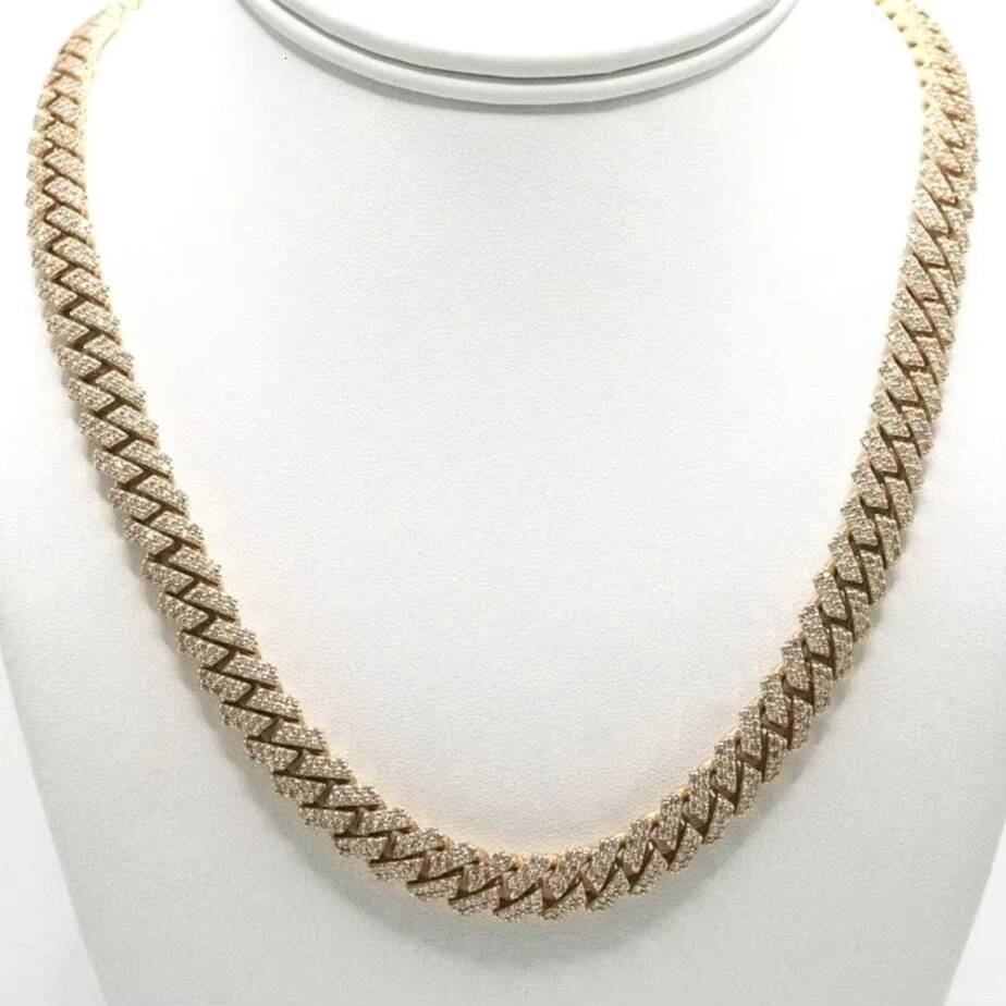 14k Solid Gold VVS Moissanite Diamond Necklace Luxury Customized Iced Hip Hop Cuban Link Flower Pattern IGI Certified Diamond