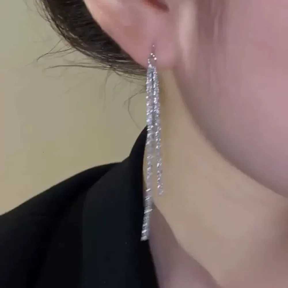 Classic Fashion Long Tassels Shiny Silver Color Drop Dangle Earrings for Women Luxury Wedding Bride Korea Earring Jewelry Gifts XJ250722