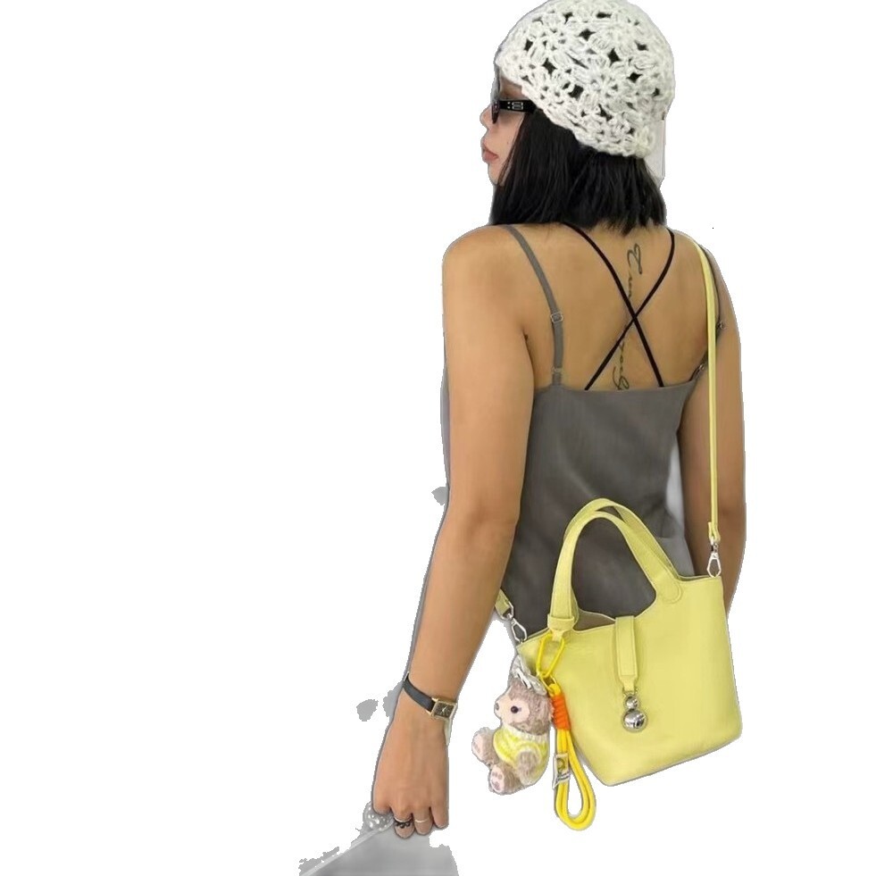 Free shipping designer bag 2025 Summer New Lychee Pattern Handbag Basket Bag Women Korean Style Crossbody Bucket Bag Wholesale Shoulder Bag