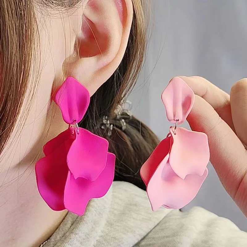 Korean Acrylic Petal Flower Tassel Dangle Earrings For Women Luxury Vintage Fairy Wedding Party Fashion Jewelry Accessories Gift XJ250722