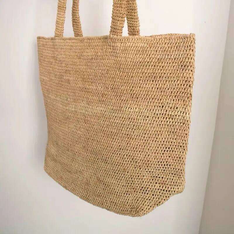 Lafite Grass Handmade Crochet Women's Straw Bag Square Simple Shoulder Handbag City Bag