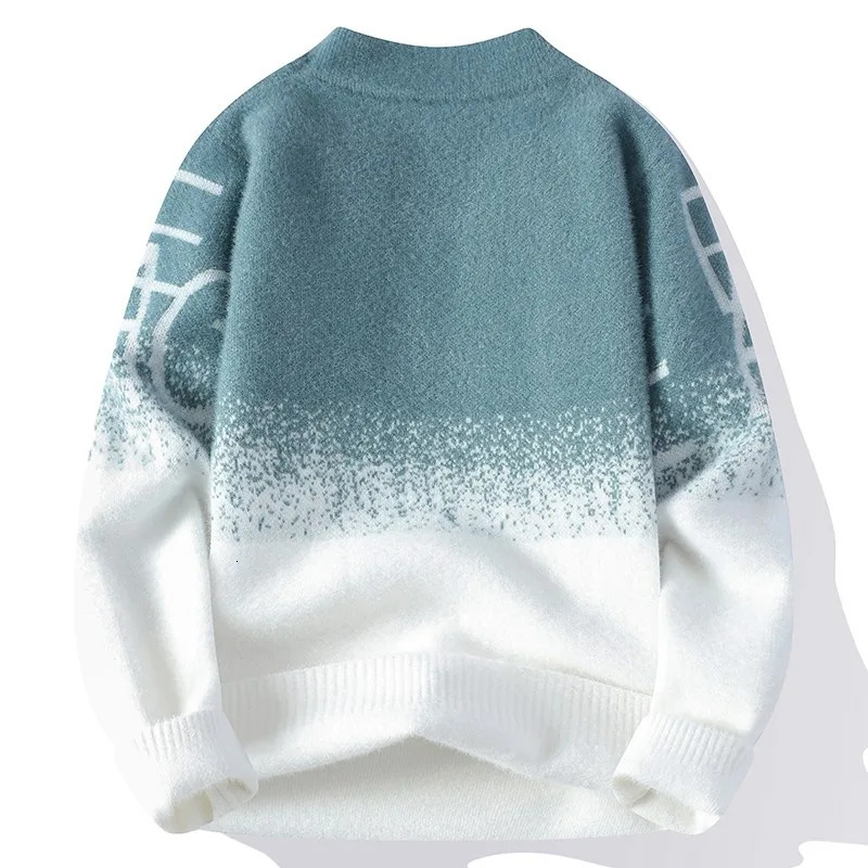 Men Gradient Knitted Sweater Letter Vintage O Neck Pullover Male Fit Knitted Pullover Loose Harajuku Mens Retro Tops Multicolors 250717
