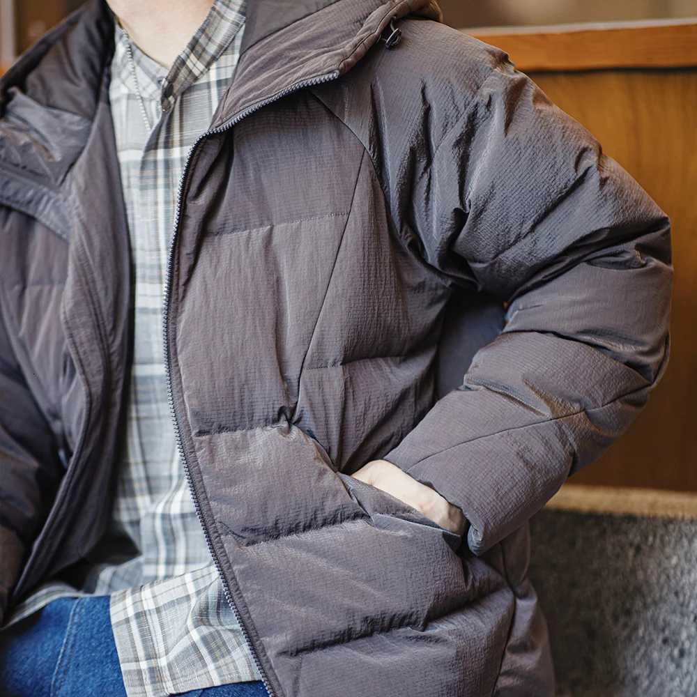 90% White Duck Down Hooded Gray Jacket Thickened Warm Coat for Mens Winter Clothes Versatile Puffer Jacket W250722
