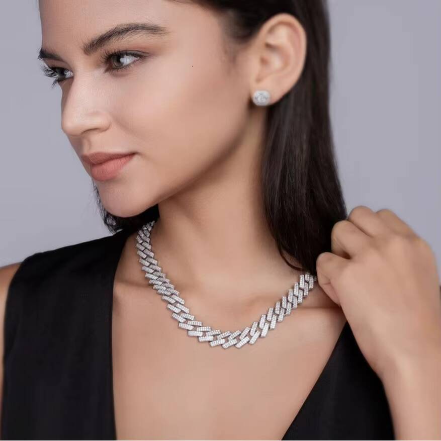 Wholesale Jewelry Designer S925 Silver 8mm Vvs Moissanite Hip Hop Cuban Chain Challenge Necklace for Men Ready to Ship