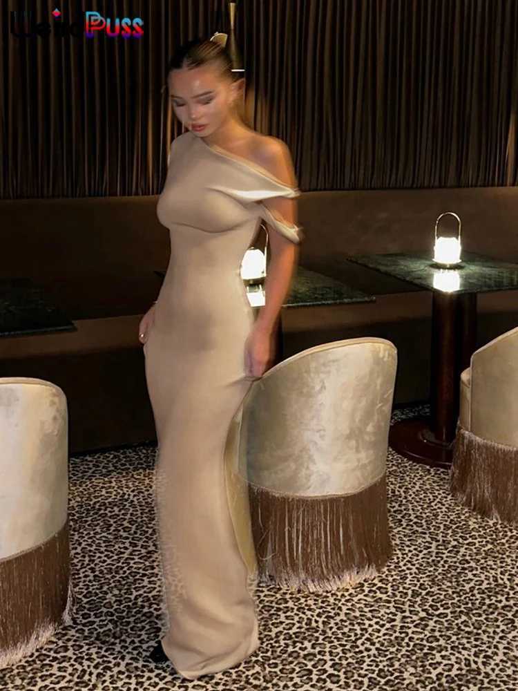Weird Puss Bandage Dress Woman Summer Sexy Irregular Solid Sheath Chic Stretch Body-Shape Smooth Birthday Party Ele Bodycon XJ250722