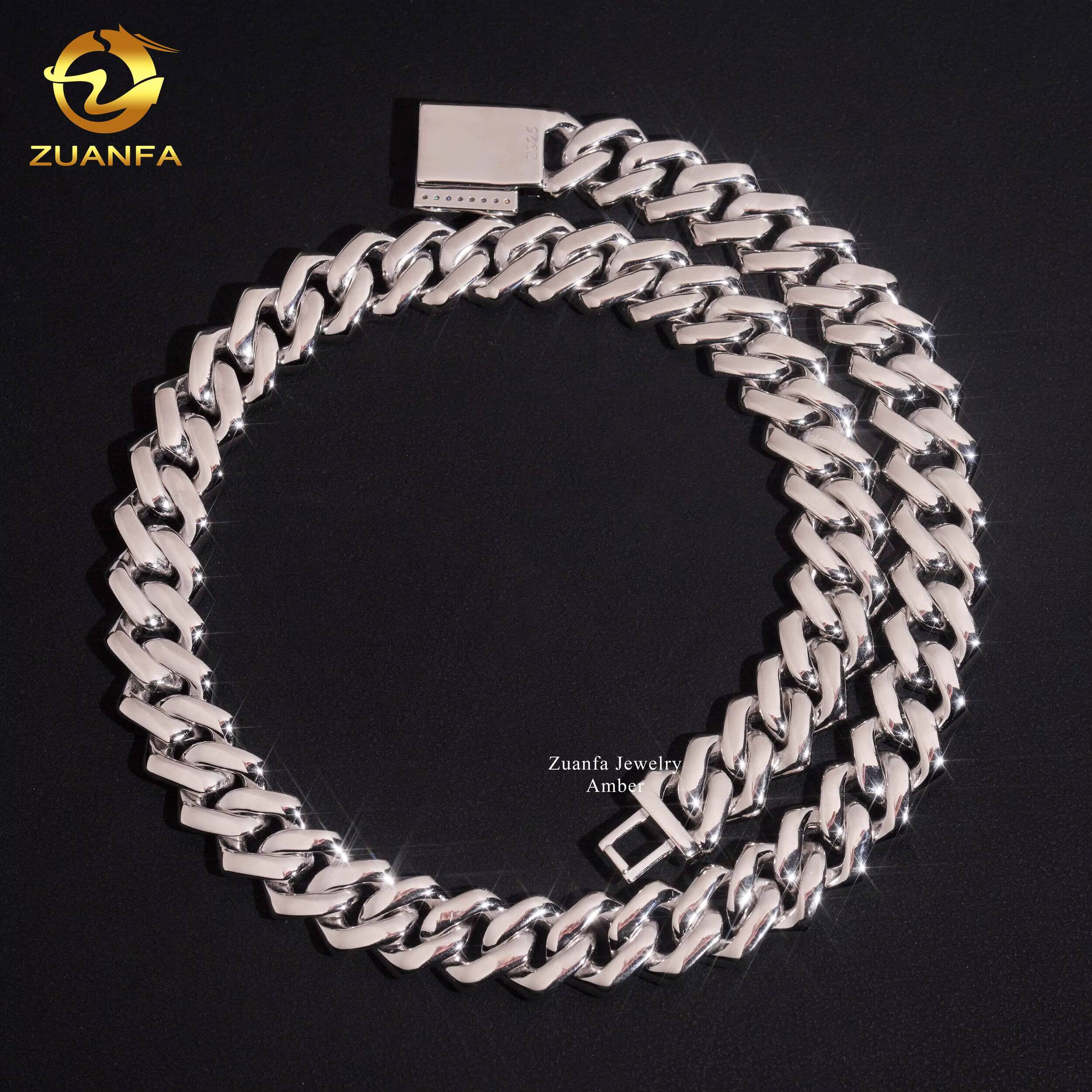 Fully Luxury S925 Silver VVS Lab Moissanite Diamond 14mm Miami Hip Hop Fine Jewelry Men Necklace Cuban Link Chain Free Engraving