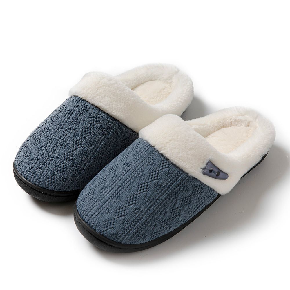Winter Fleece Lined Indoor Home Use Thick Sole Warm Cotton Slippers