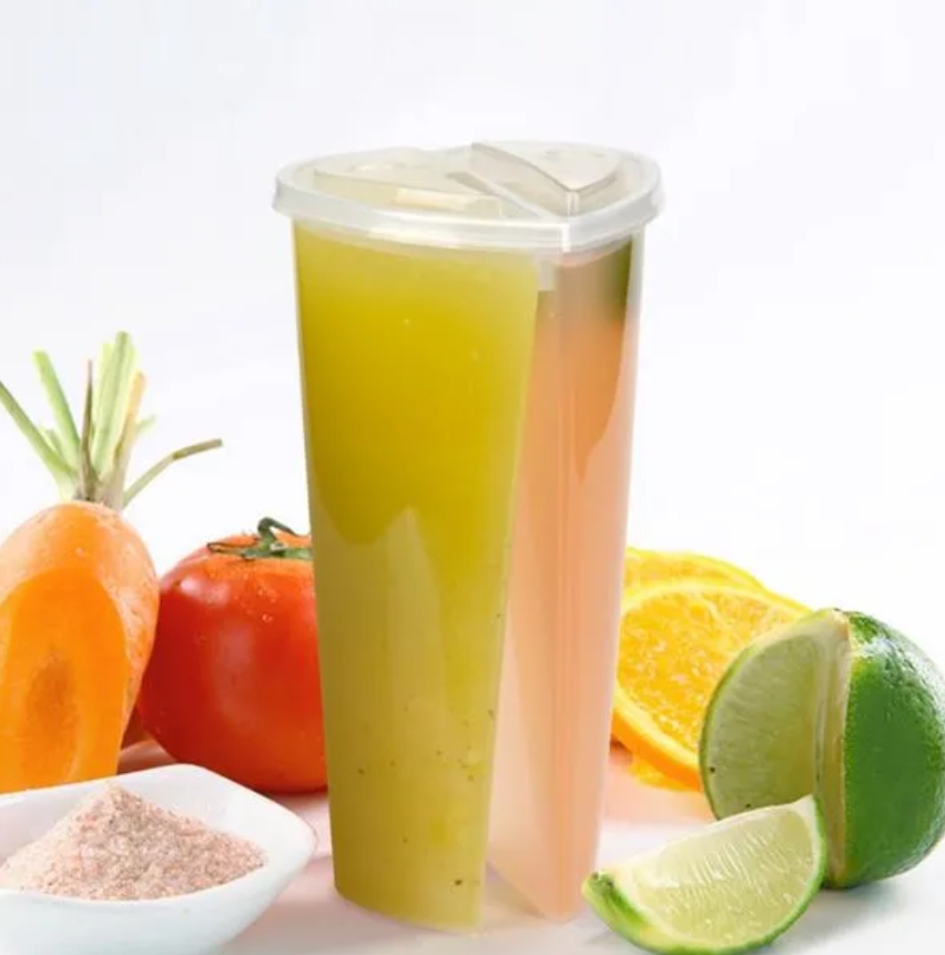 600ML Heart Shaped Double Share Cup Transparent Plastic Disposable Cups with Lids Milk Tea Juice Cups for Lover Couple