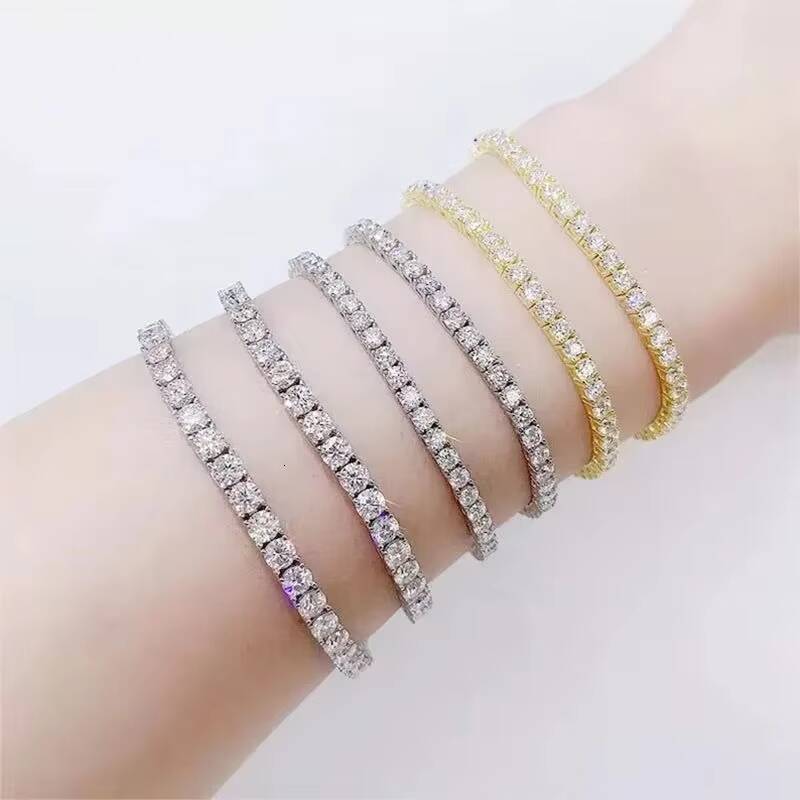 Customized Premium Quality Hip Hop Diamond Chain Iced Out 14K White Gold VVS Moissanite Tennis Chain Pass Diamond Tester Luxury