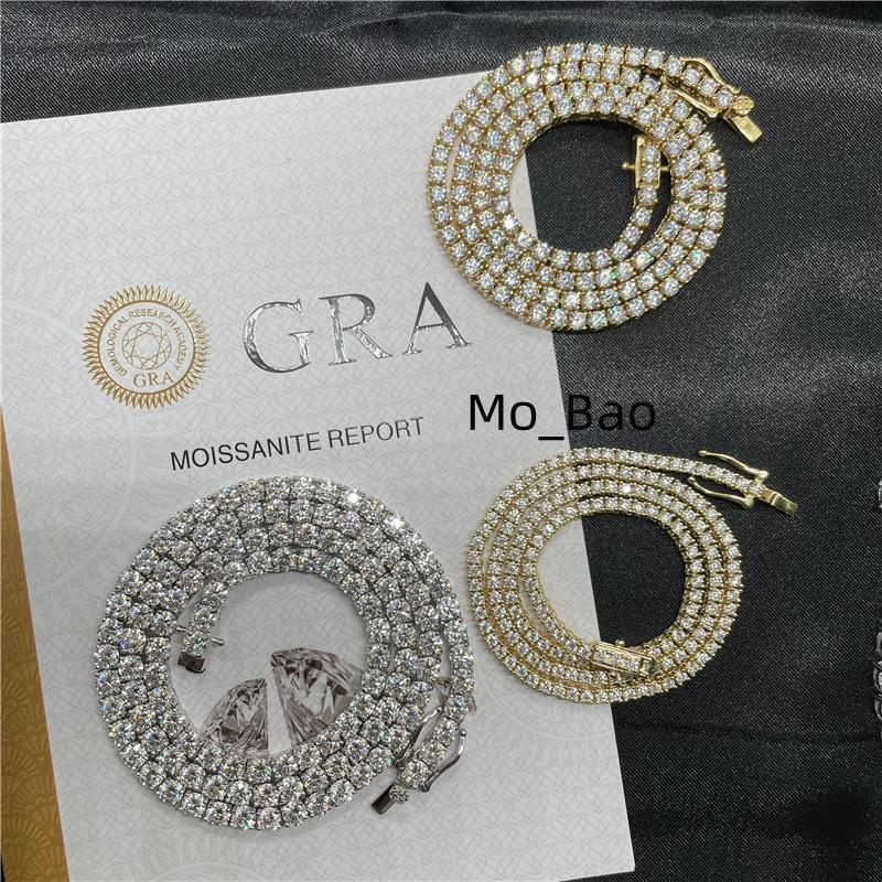 925 Silver Cuban Necklace Chain VVS Moissanite Pendants Jolleria De Plata Cubano Collar VS Moissanite Necklace for Women