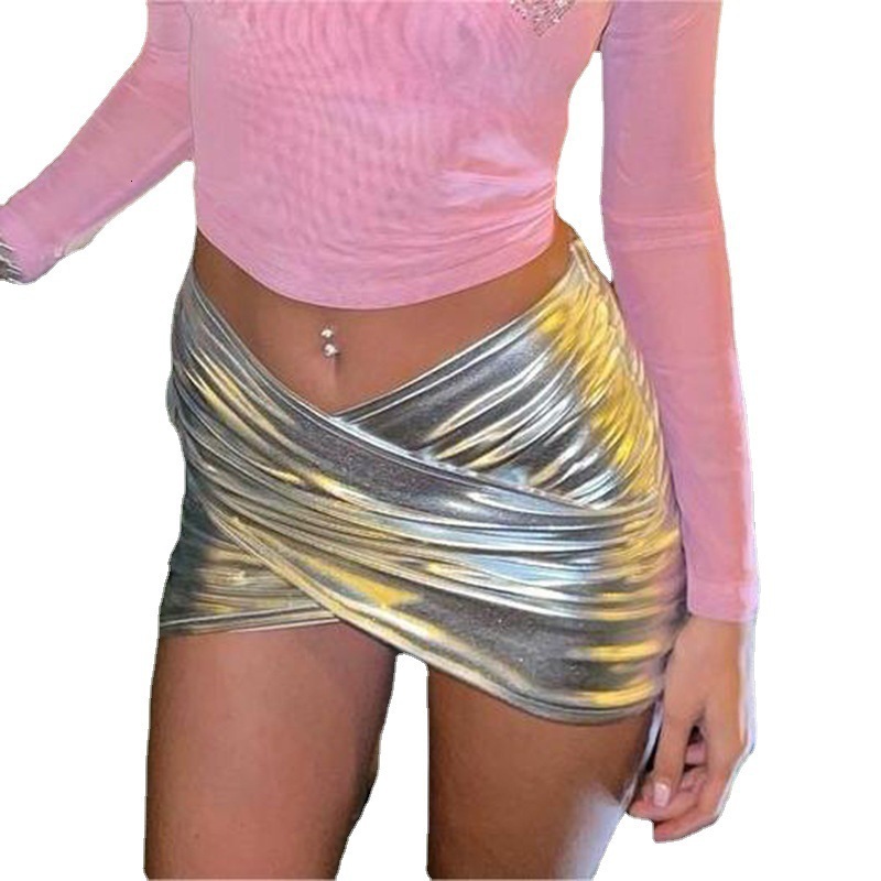 J23SK063 Womens 2024 Spring/Summer New PU Leather Bag Hip Casual Short Half Skirt for Women