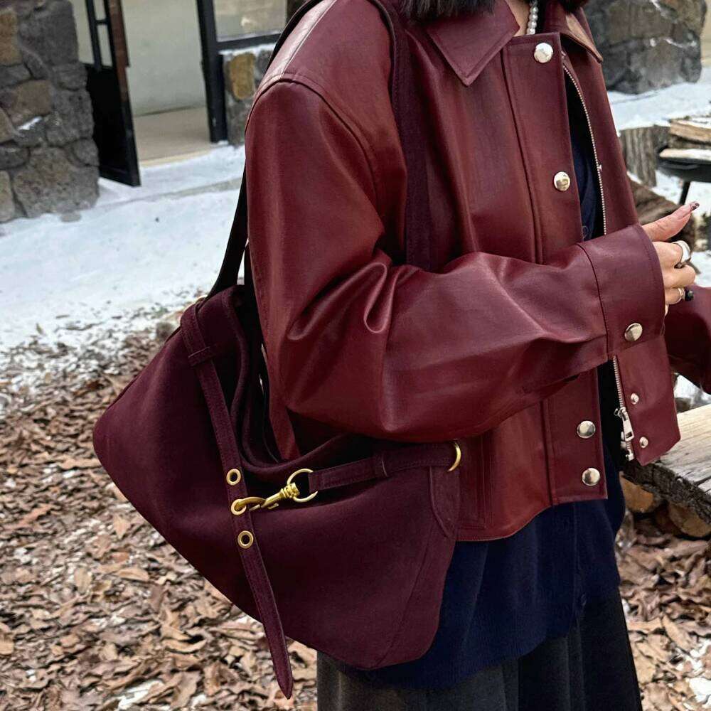 Luxury suede single shoulder designer saddle chic women's pouch natural leather handbag new product