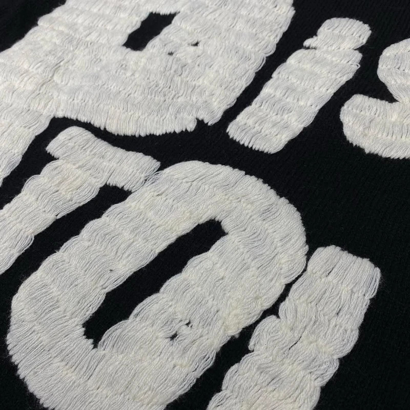 Winter Wool Saint Round Neck Needle Embroidery Letters Ripped Style Street Fashion Men Women 1 1 Harajuku Sweater 250717