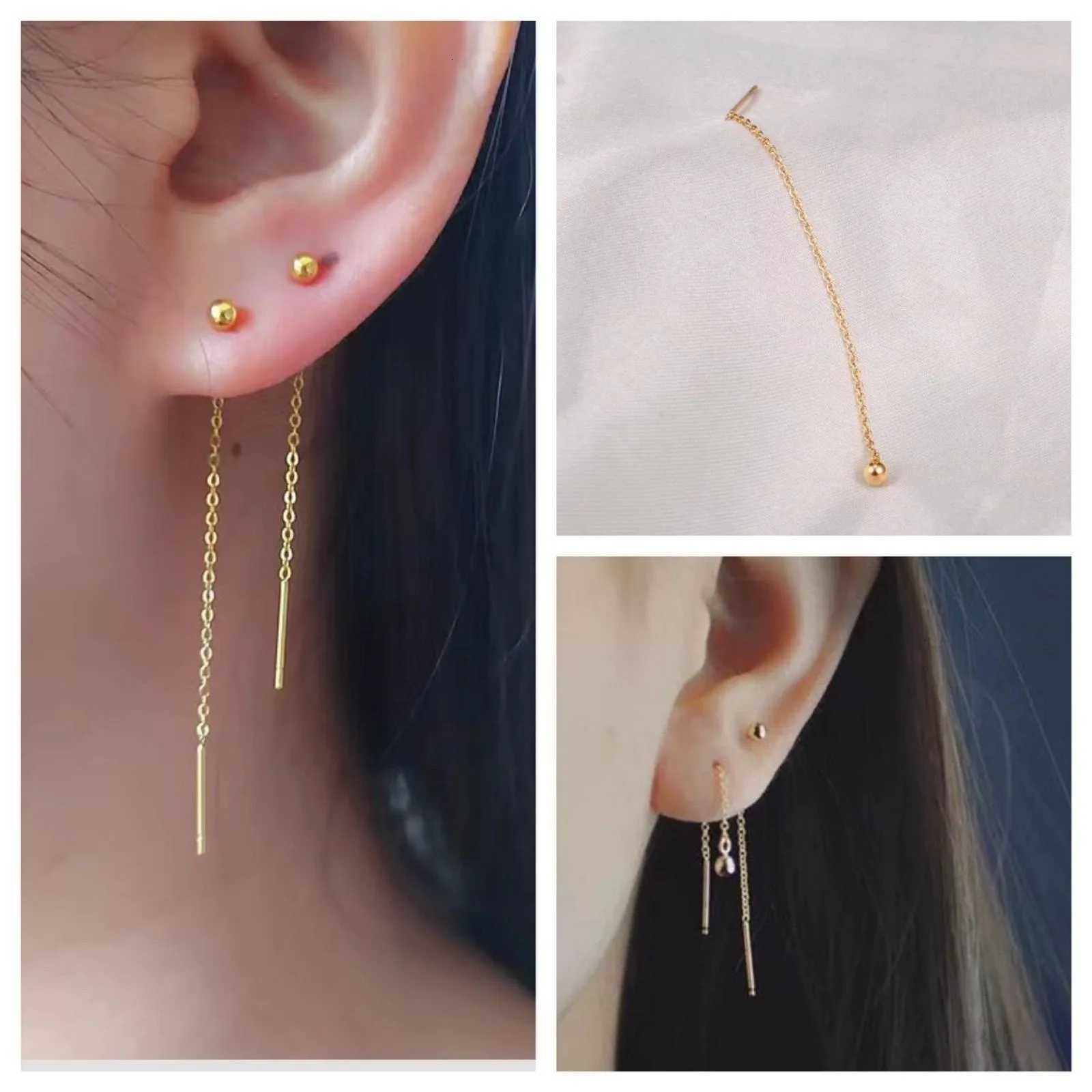 Stainless Steel Gold Color Tassel Bead Drop Earrings Trend Earrings For Women Romantic Gift Party Fashion Jewelry XJ250722