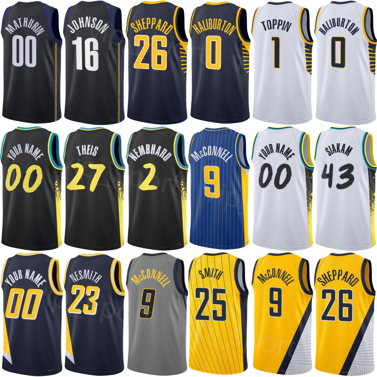 Printed 25 26 Basketball Ben Sheppard Jerseys 26 Woman Youth Man Jarace Walker 5 James Johnson 16 Bennedict Mathurin 00 TJ McConnell 9 Obi Toppin 1 Pascal Siakam 43