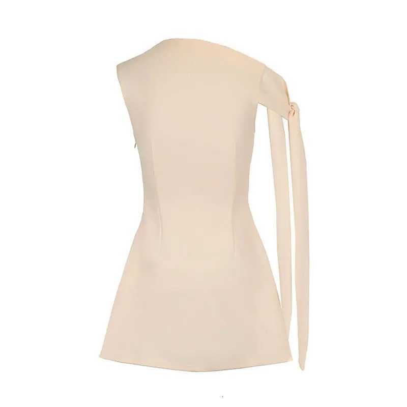 Summer New Women A-Line Dresses Streetwear Fashion Ribbon Skew Collar Casual Slim Dress Solid Sexy Off Shoulder Knitted Dresses XJ250722