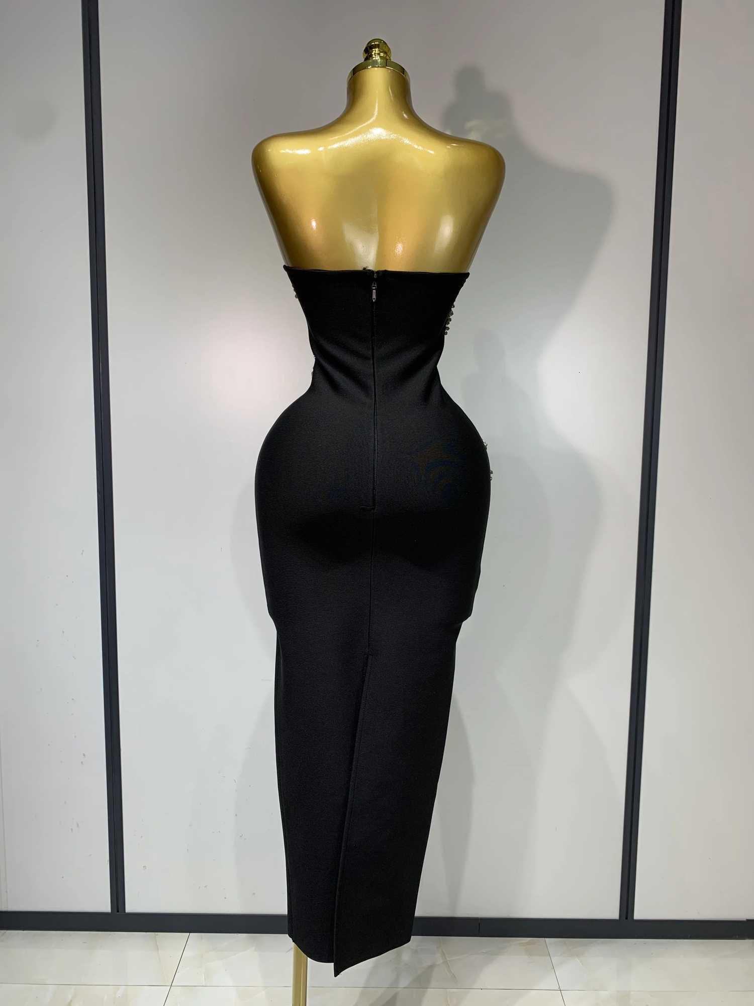 Women Sexy Strapless Lines Bodycon Bandage Long Dress Celebrity Red Carpet Dress Evening Birthday Party Dresses XJ250722