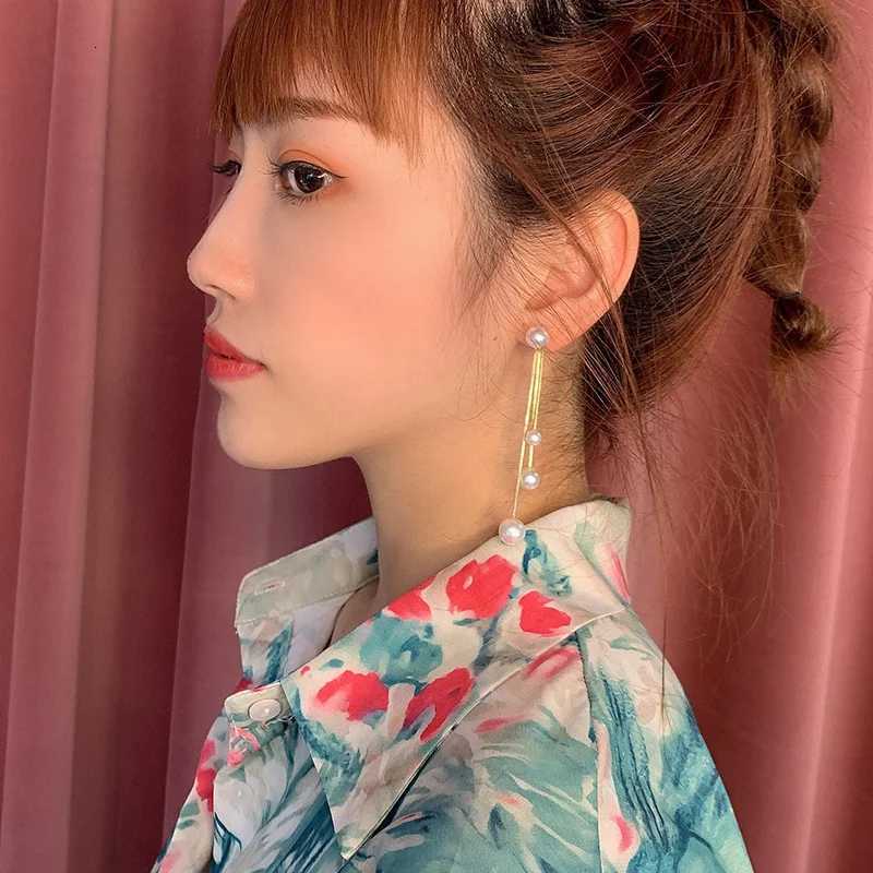 New Long Tassel Earrings Temperament Women Dangle Earrings Simulated Pearl Pendants Drop Earrings Engagement Ear Jewelry XJ250722