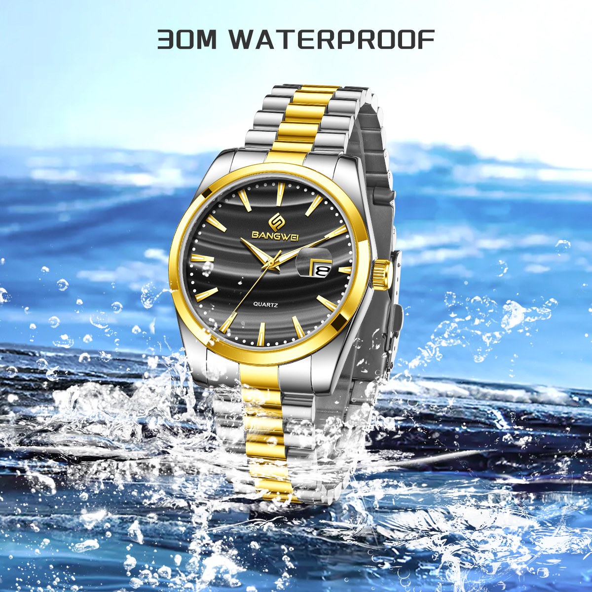 LIGE men's watch stainless steel strap fashionable luminous fashion analog quartz watch men's waterproof casual watch Business watch