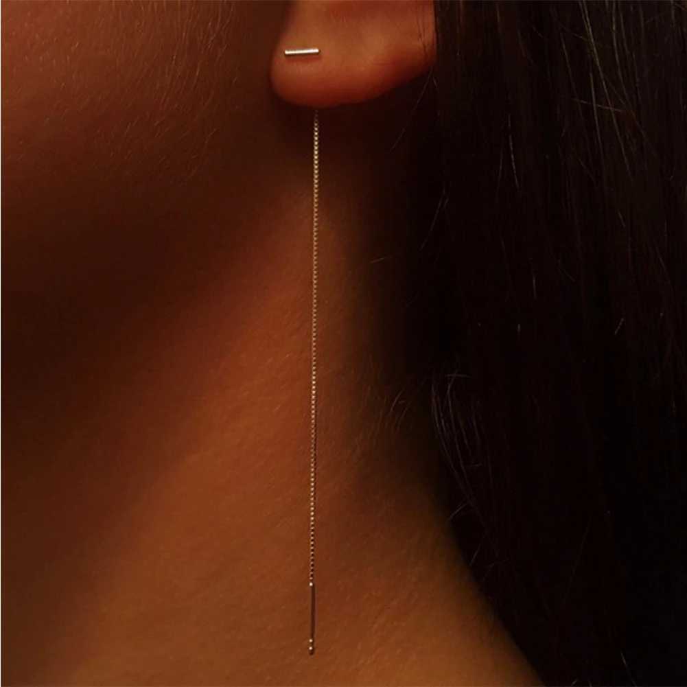 Fashion Minimalist Long Earrings Silver Color Simple Tassel Chain Statement Earrings for Women Korean Joker Ear Line Jewelry Gift XJ250722