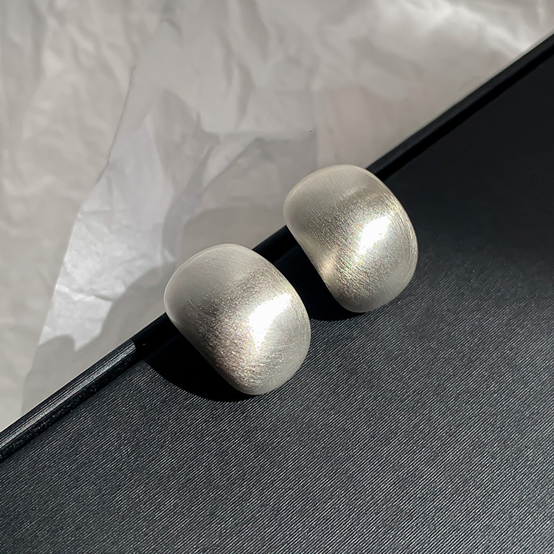 Sier Needle Minimalist Geometric Brushed Light Fashion Design Sense Elegant High-end Earrings for Women