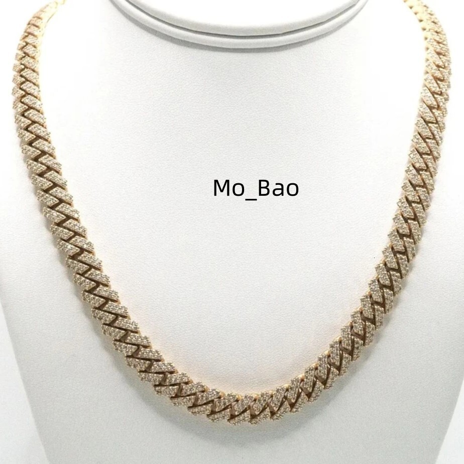 14k Solid Gold VVS Moissanite Diamond Necklace Luxury Customized Iced Hip Hop Cuban Link Flower Pattern IGI Certified Diamond