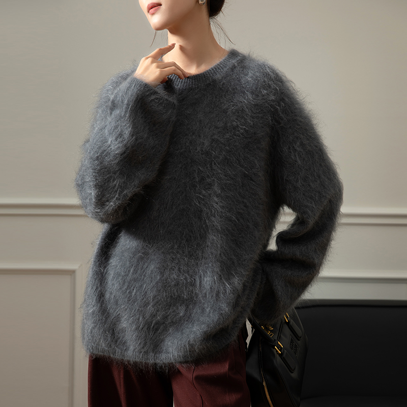 Autumn and winter new round neck pullover warm sweater 100% cashmere loose lazy wind cashmere sweater female hot-sale products