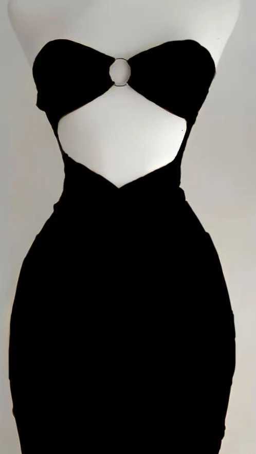 2025 Summer New Solid Color Sleeveless Sexy Strapless Cutout Long Dress from Europe and America XJ250722