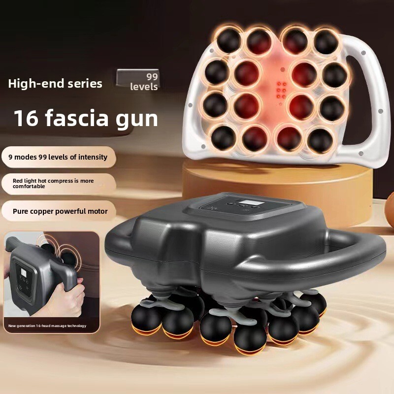 16-Head Fiess Home Muscle Massager Rechargeable New Electric Massage Fascia Gun