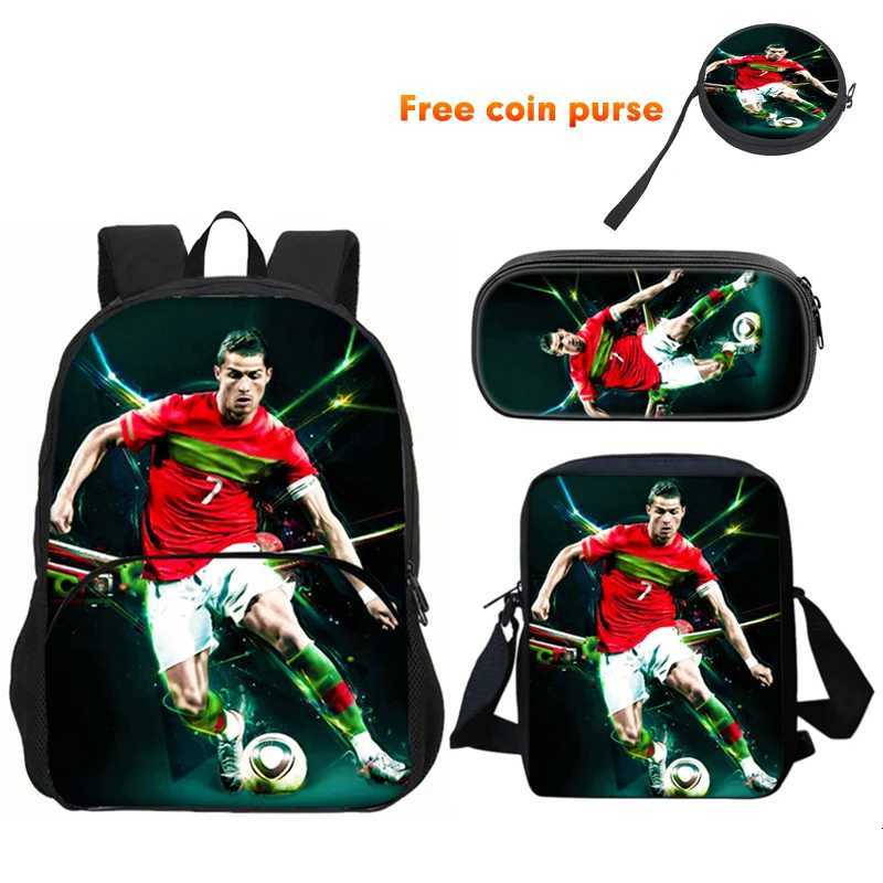Ronaldo 3Pcs set Backpack Sport Shoulder Bag Pencil Case CR Backpack Football Star Book Bags for Boys Girls Best Gift S250723