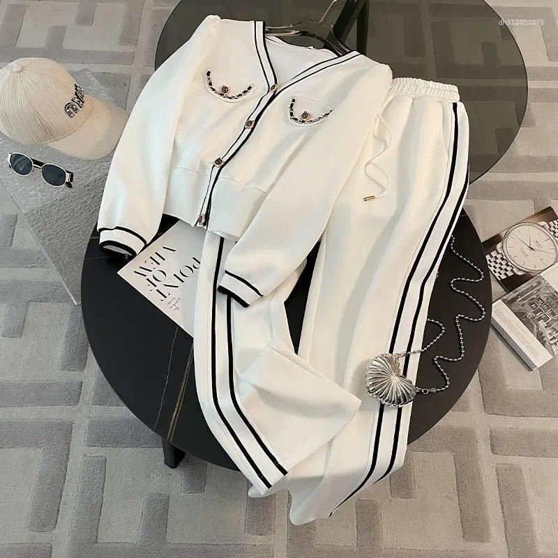 Women's Tracksuits Spring And Autumn High End Casual Sports Set Western V-neck Top Wide Leg Pants Two Piece Setj Uicy Corture Tracksuit
