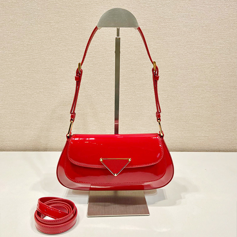 Top Designer Triangle Red Bag Designer Paint Surface Leather Handbag Luxury Purse Women's Baguette White Black Handbag Tramp Shoulder Bag Crossbody Bag