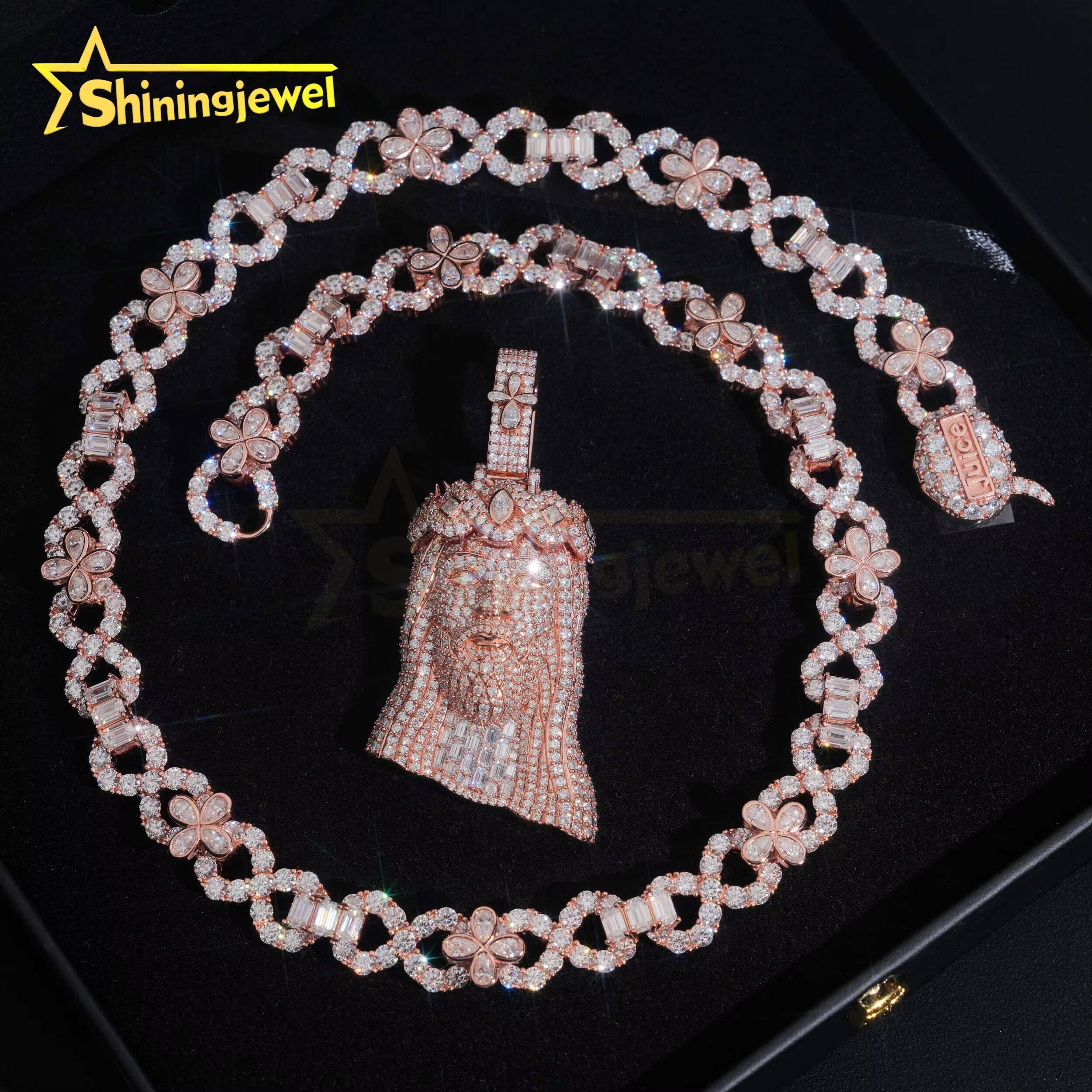 Custom Hip Hop Infinity Cuban Necklace 925 Sterling Silver Gold Plated Pass Diamond Test Moissanite Iced Out Cuban Link Chain