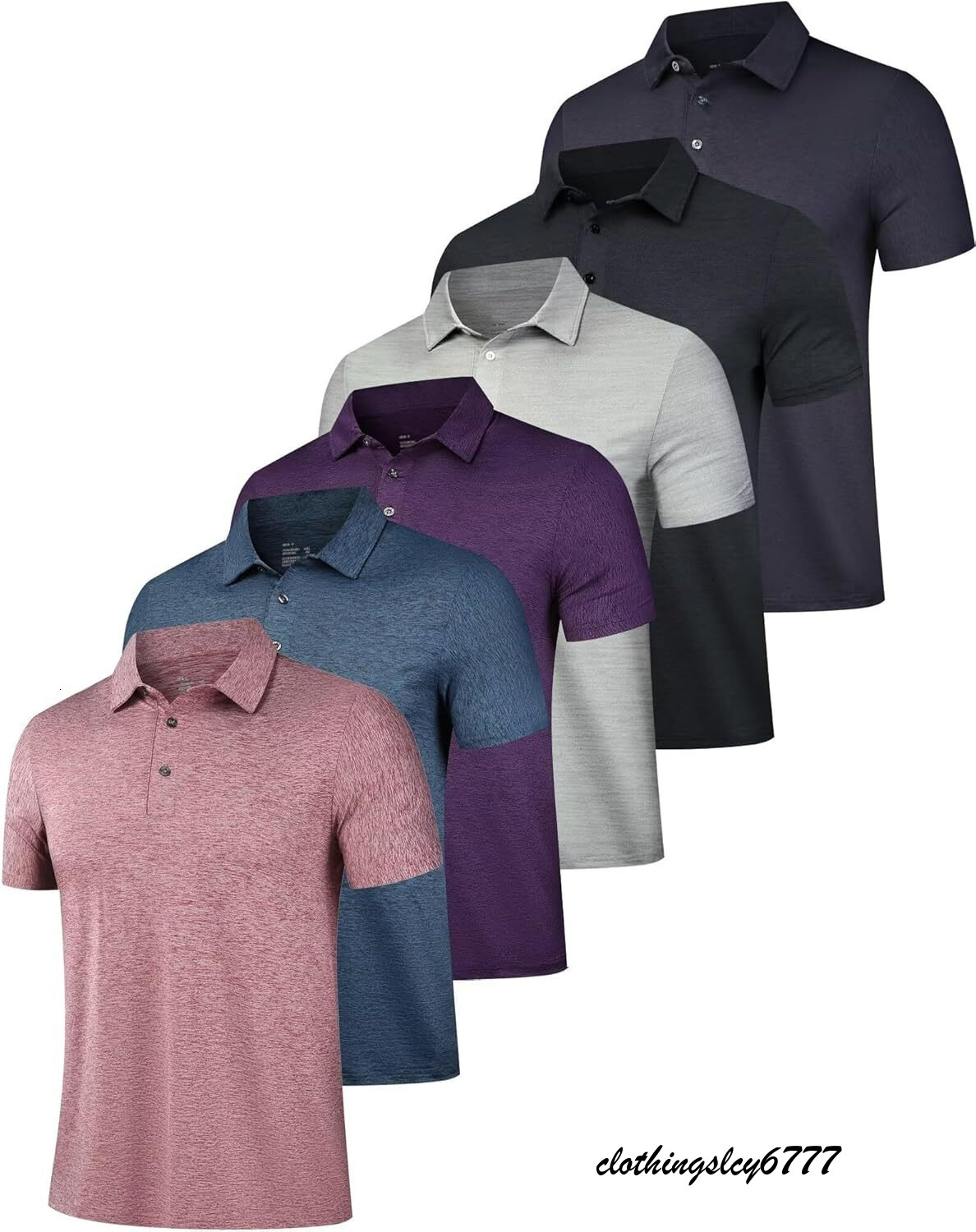 Pack of 6 polo shirts men, short sleeve, for golf, absorb moisture, athletic, casual, with neck