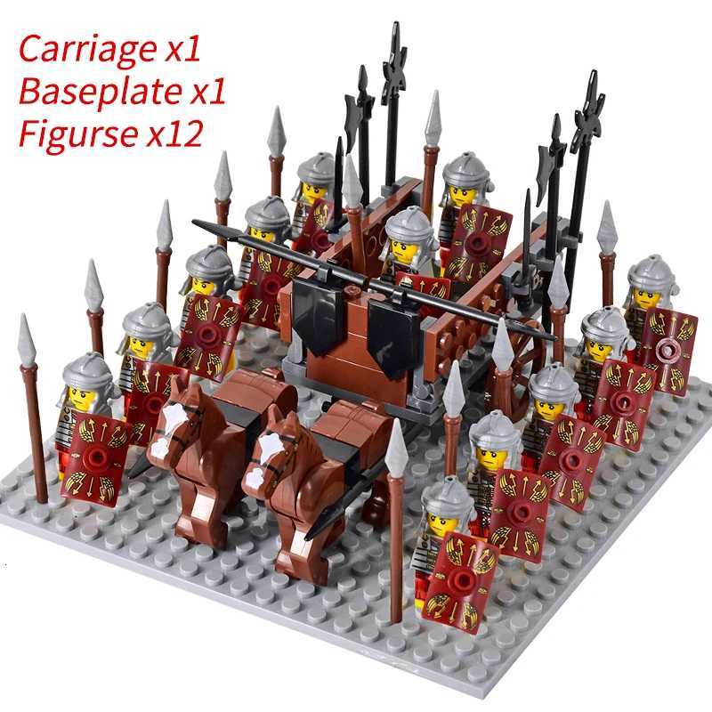 Medieval Knights Mini Action Figures Building Blocks Roman Chariot Carriage Soldier War Horse Bricks Toys for Children Gift W250723
