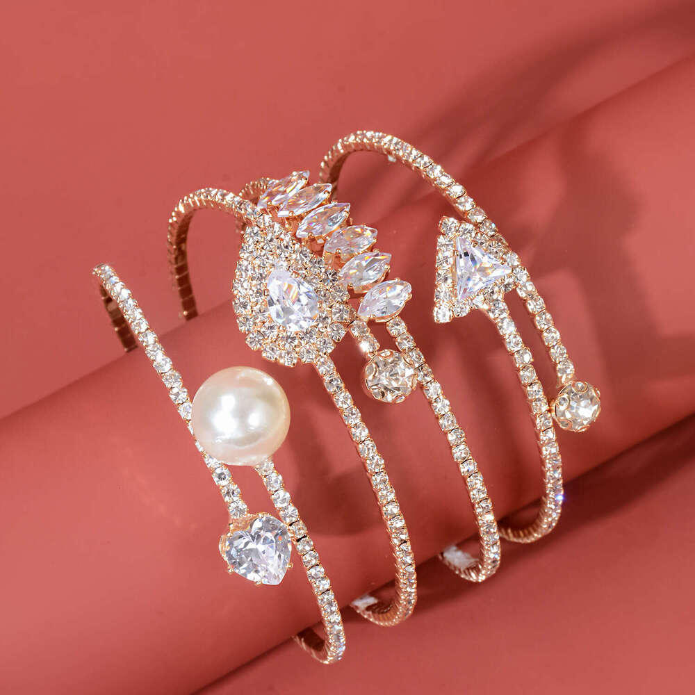 Copper electroplated zircon bracelet for women
