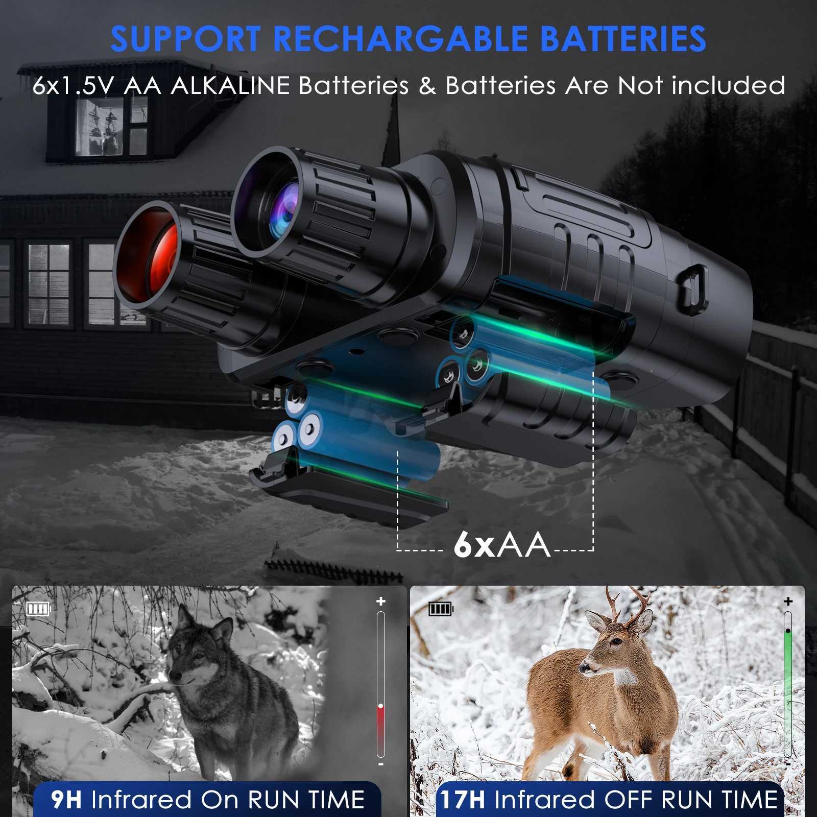 Night Vision Binoculars 4X Digital Zoom 7 Levels Infrared Goggles 2.3 Screen Telescope 300 Meters For Hunting Camping Boating S250722
