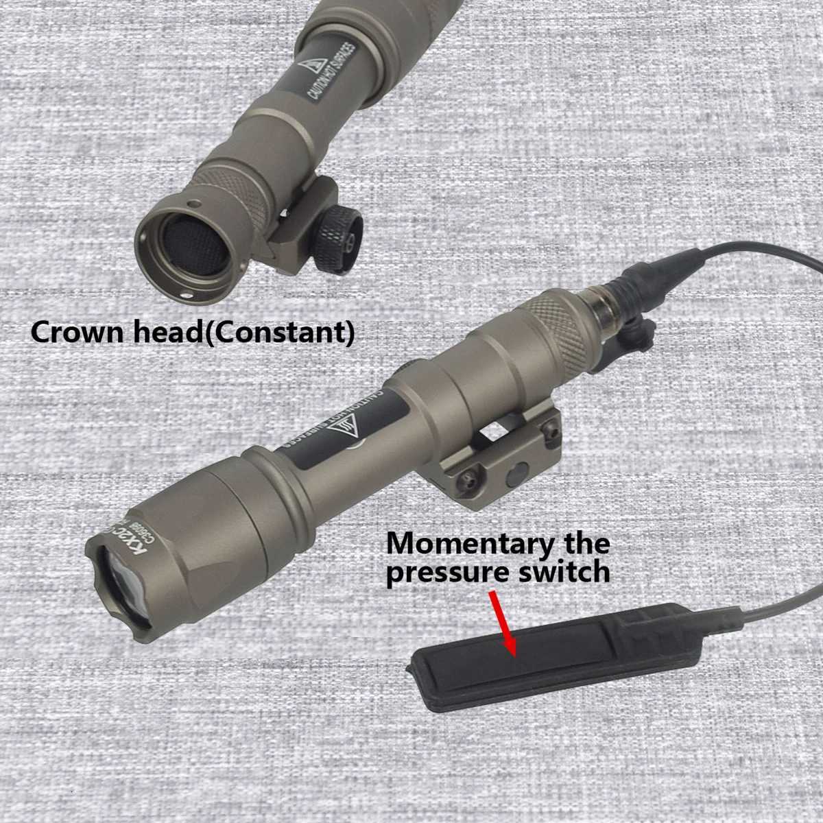 Airsoft SureFire M600 M600B M600C Scout Flashlight LED Tactical Hunting Gun Weapon Light With Dual Function Pressure Switch W250722