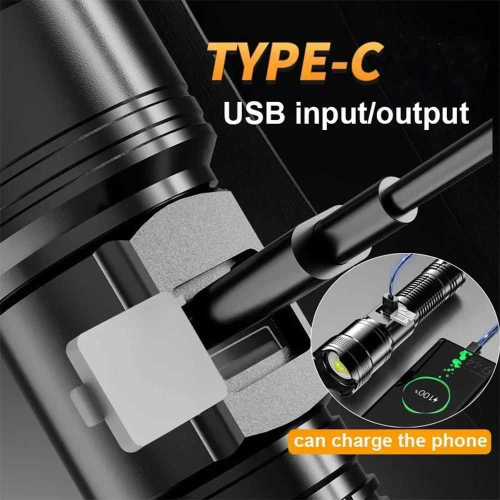 100000 Lumens Super Bright Long Range LED Flashlight Tactical Flashlight Outdoor Waterproof Flashlight Camping Lantern Torch Z250722