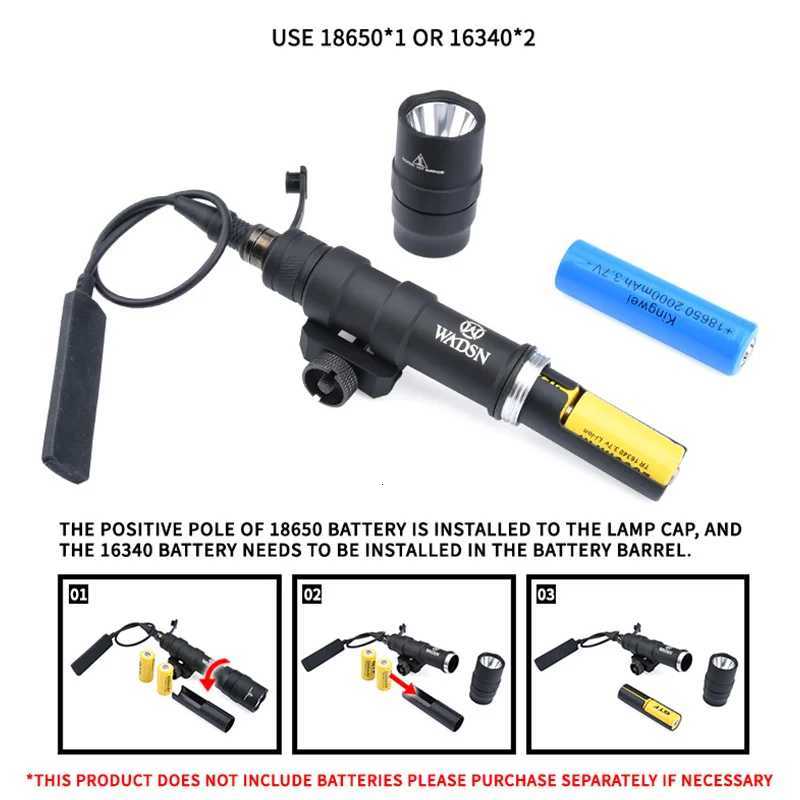 WADSN Tactical M600DF Weapon Flashlight Scout Light 1400LM LED Dual Fuel Hunting Rifle Scoutlight Fits 20mm Picatinny Rail Mlok W250722