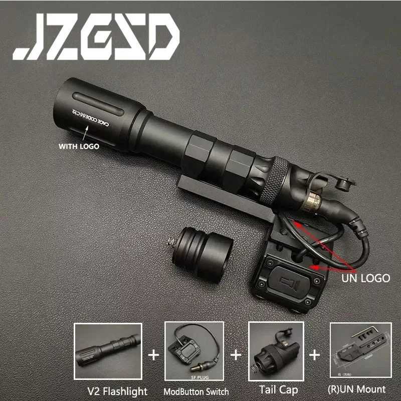 Airsoft Metal Flashlight V2 Light Tactical High Power Hunting Weapon Scout Light Modbutton Remote Pressure Switch 20mm Rail W250722
