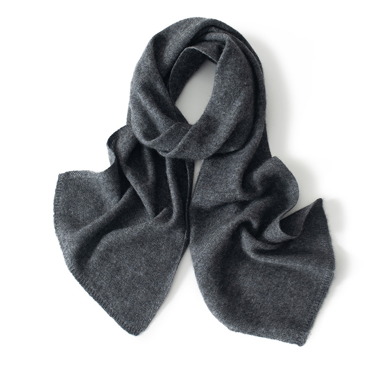 K1446 Women's knitted cashmere scarf Korean style medium and long solid color wool knitted scarf fashionable and versatile female neck scarf
