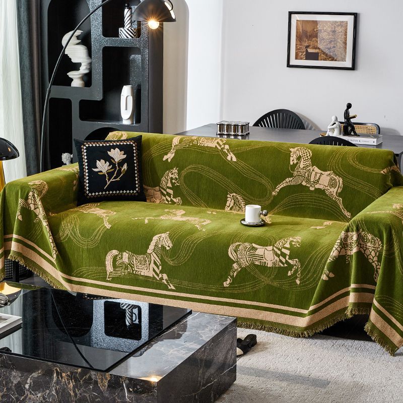 Designer Blanket Horse Print Classic Camellia Luxury Orange Sofa Blanket Office Rest Blanket Sofa Decoration Blanket Couch cushion