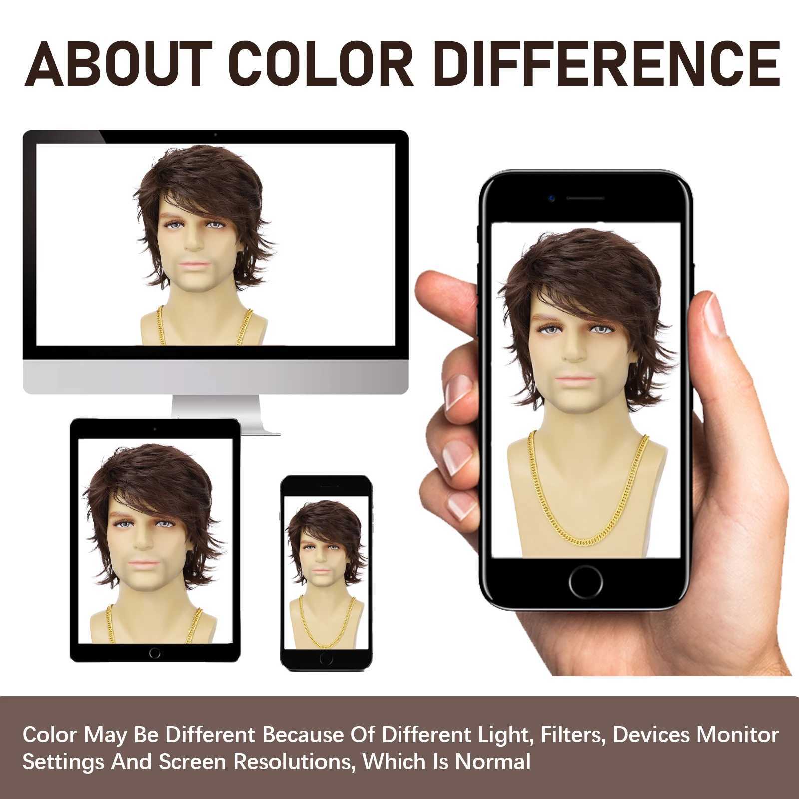 Synthetic Mens Wig Short Black Layered Heat Resistant Wigs for Male Daily Party Cosplay Costume Halloween Use G250722