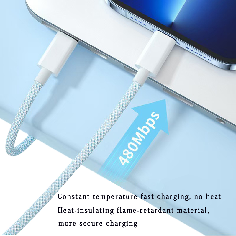 Nylon Braided Durable Type C to USB-C Charging Cable with Power Delivery Data Transfer