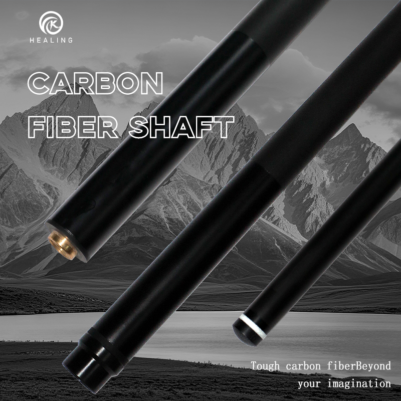 OKHEALING 29in Carbon Fiber Pool Cue Single Shaft, 12.4mm, 12.9mm Tip Diameter, 3/8 * 8, 3/8 * 3 Joint, Bakelite tip, Low Deflection Technology, Ultra