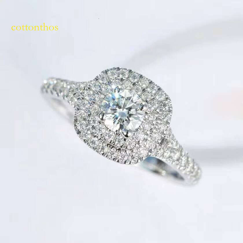 Hot Selling 2ct Engagement Jewelry 14K White Gold D/VVS Clarity Moissanite Dia 2 Rows Iced Out Wedding Ring for Women Men